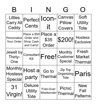 Bag Lady Bingo! Bingo Card