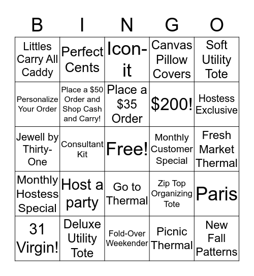 Bag Lady Bingo! Bingo Card