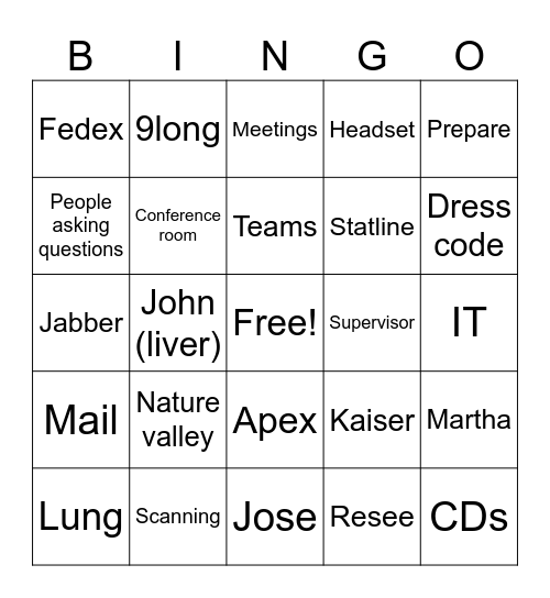 Jose's GO AWAY but still here PARTY Bingo Card