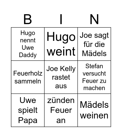 7vswild Bingo Card