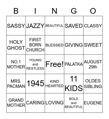 CLAUDIA MAE JOHNSON Bingo Card