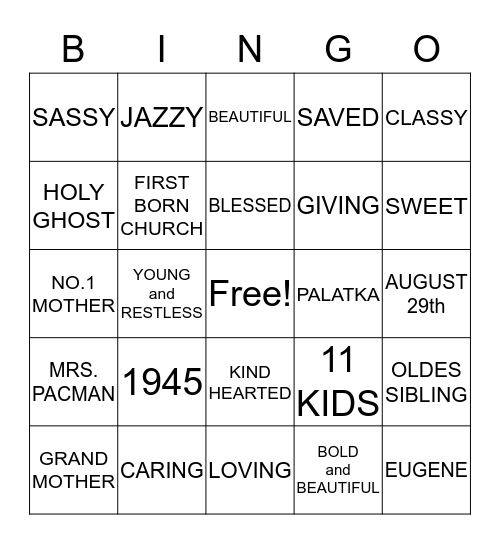 CLAUDIA MAE JOHNSON Bingo Card
