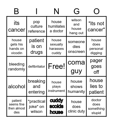 House Bingo Card