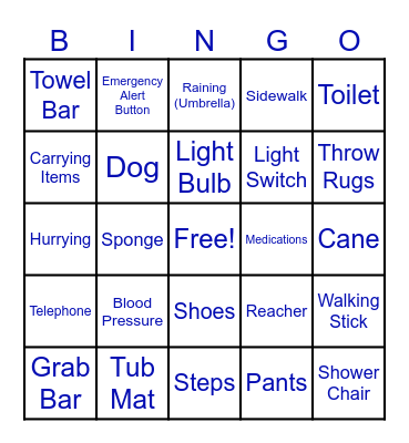 FALL PREVENTION Bingo Card