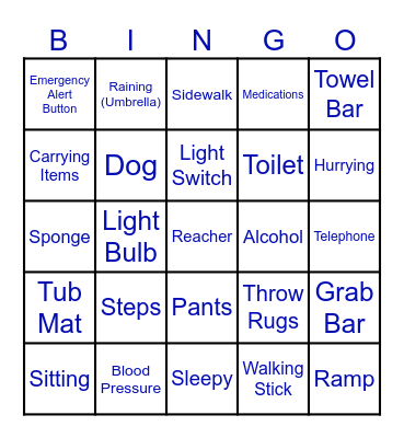 FALL PREVENTION Bingo Card