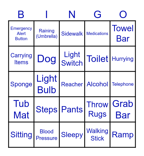 FALL PREVENTION Bingo Card