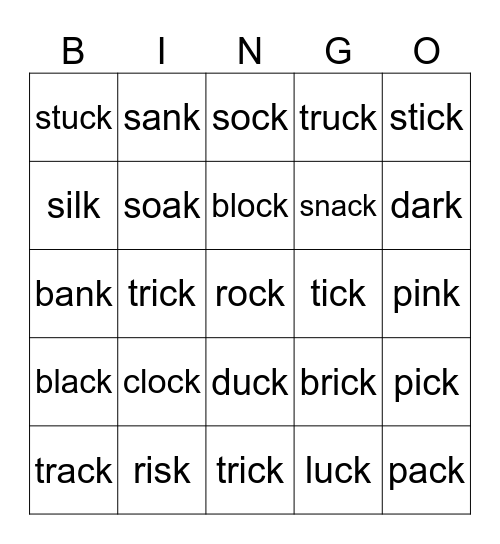 /K/ Bingo Card