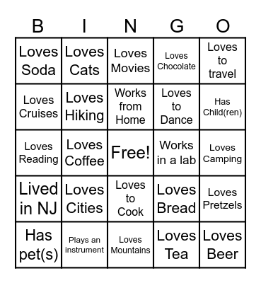 Holiday Party Bingo Card