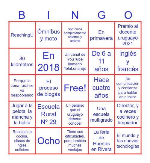 EL DOCENTE DEL AÑO Bingo Card