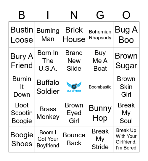 Songs That Start With B PT 1 Bingo Card