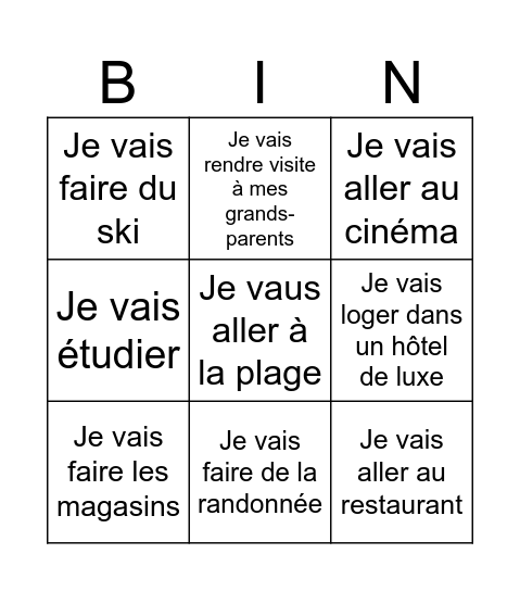 french thing again Bingo Card