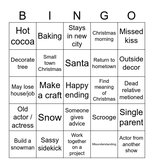 Hallmark Bingo Card