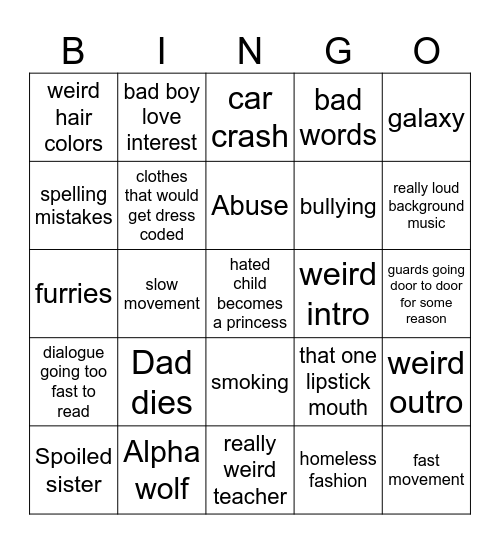 Gacha Life Bingo Card