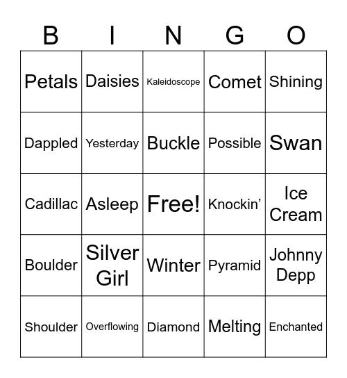Fellowship of the Sing! Bingo Card