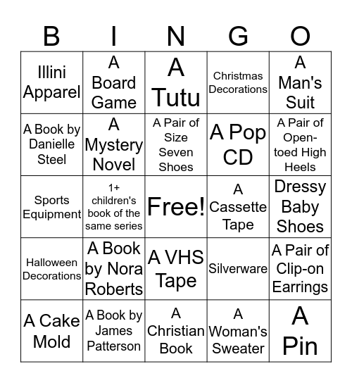 Rummage Sale Bingo Card