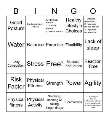 Wellness & Fitness Bingo Card