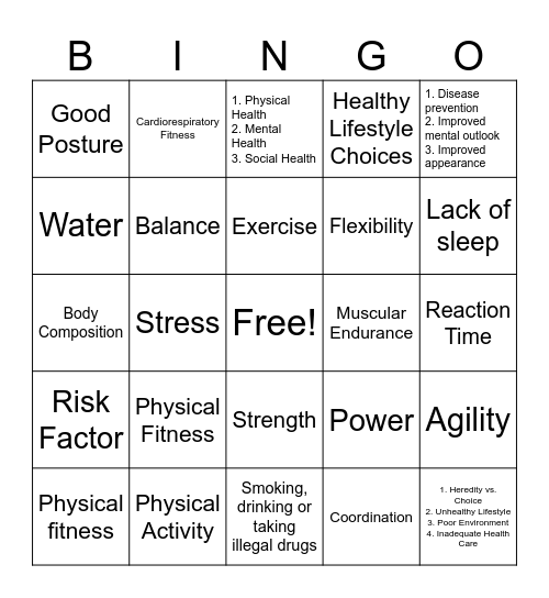 Wellness & Fitness Bingo Card