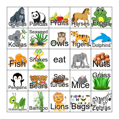 Animals Bingo Card