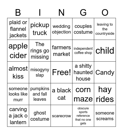 Hallmark Halloween Bingo Card
