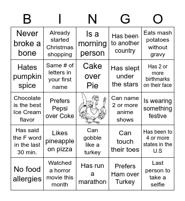 Thanksgiving Bingo 2024 Bingo Card