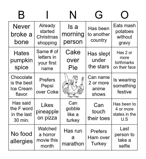 Thanksgiving Bingo 2024 Bingo Card