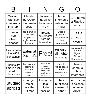 STEM BINGO Card