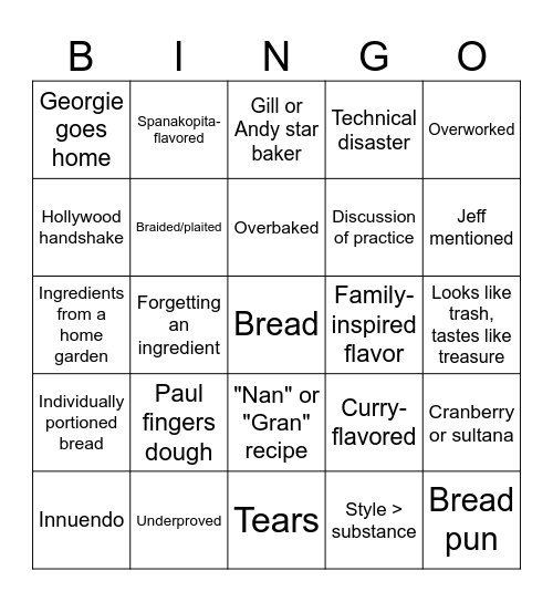 Bread Week Bingo Card