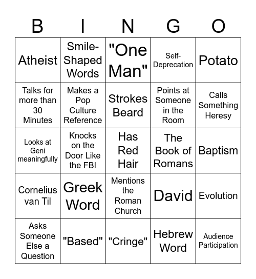 Saully Wally Bingo Card