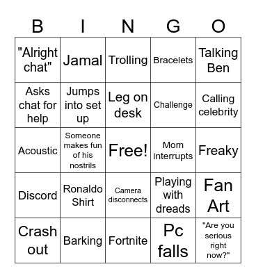 IShowSpeed Bingo Card