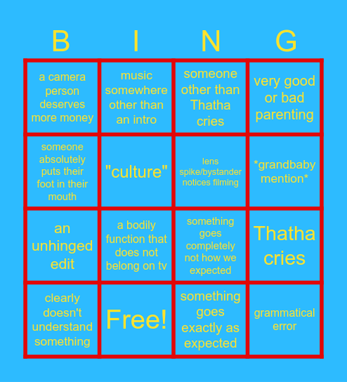 TOW S6E16 Bingo Card
