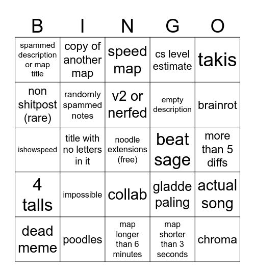 mousse bingo Card