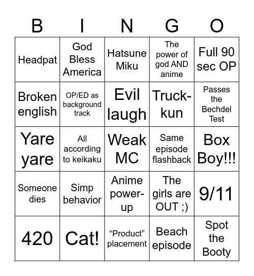 Grieving Soul Bingo Card