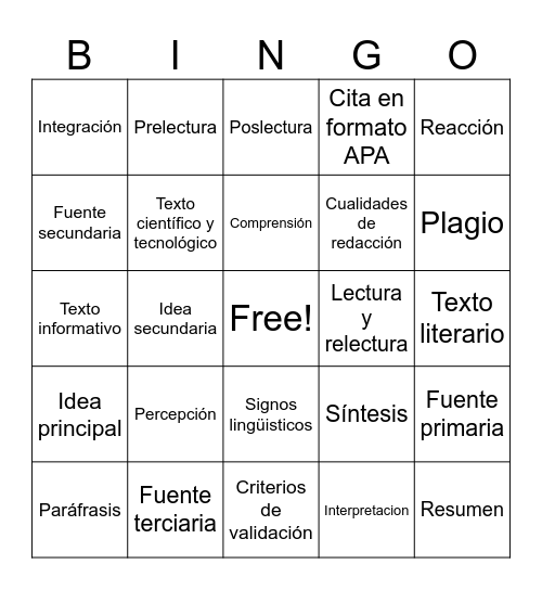 Módulo 2 Bingo Card