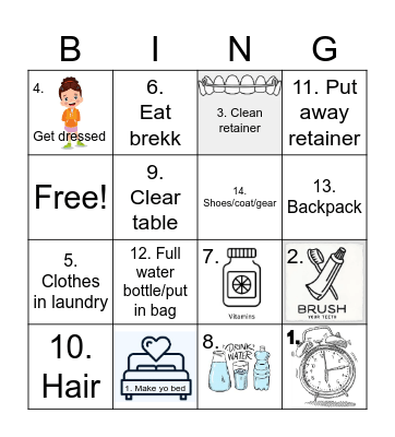 Morning Bingo Card