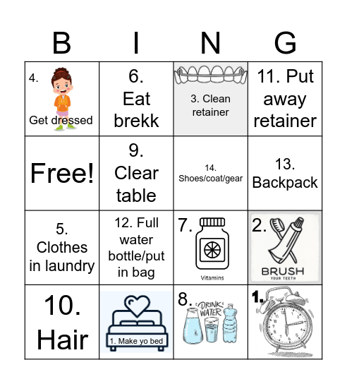 Morning Bingo Card