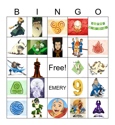 Emery's Birthday Bingo Card