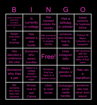 Networking BINGO Card