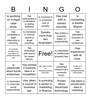 NETWORKING BINGO Card