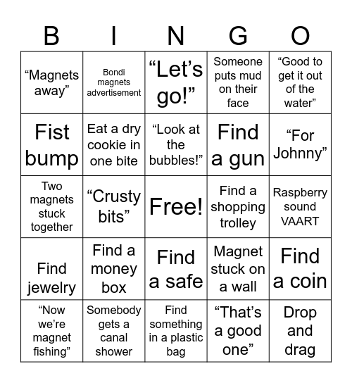 Magnet fishing bingo Card