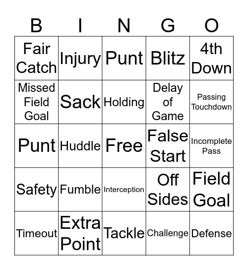 2017 SuperBowl Bingo Card