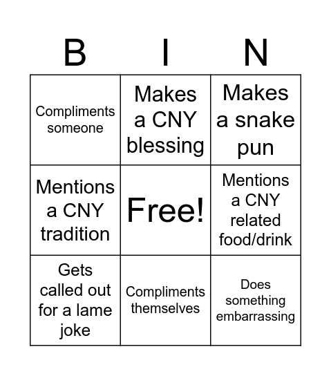 CNY Draft Bingo Sheet Bingo Card