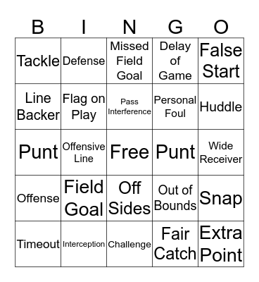 2017 SuperBowl Bingo Card