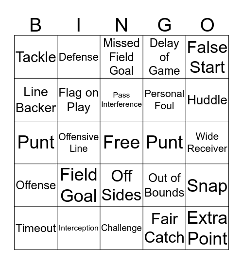 2017 SuperBowl Bingo Card