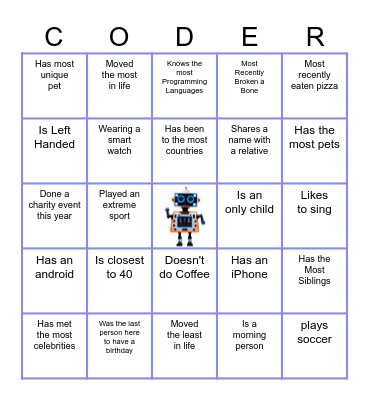 Jobscan Engineering Ice Breaker Bingo Card