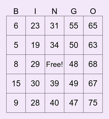 Virtual Bingo November 7 2024 Bingo Card