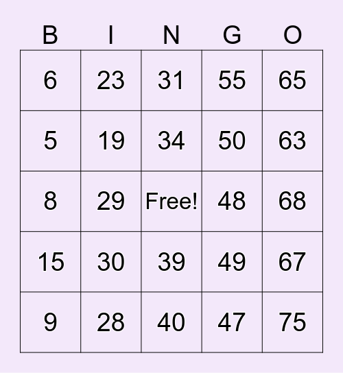 Virtual Bingo November 7 2024 Bingo Card