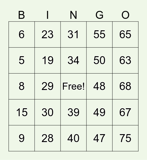 Virtual Bingo November 14 2024 Bingo Card