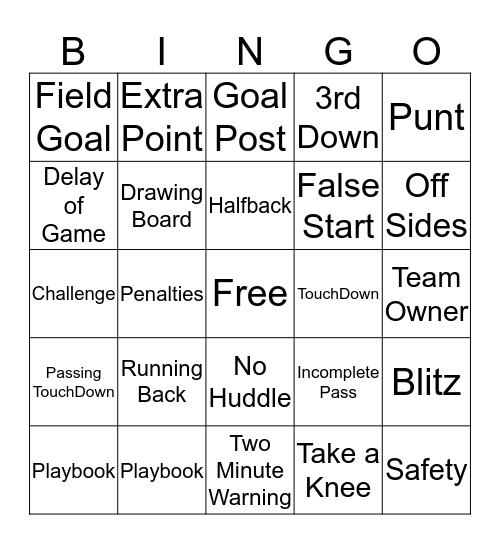 2017 SuperBowl Bingo Card