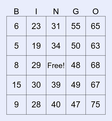 Virtual Bingo November 21 2024 Bingo Card