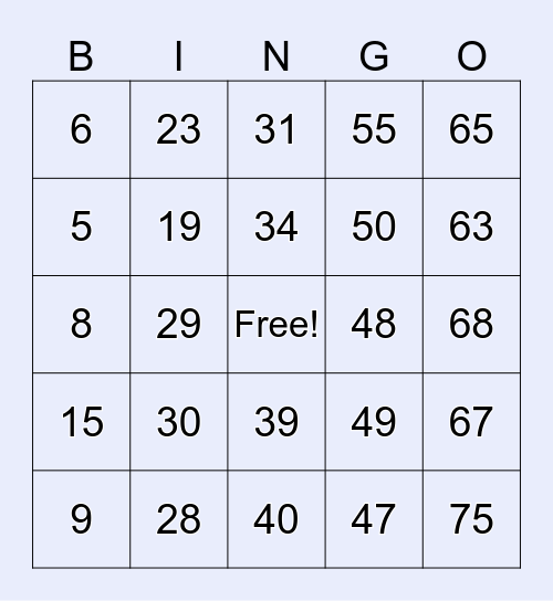 Virtual Bingo November 21 2024 Bingo Card